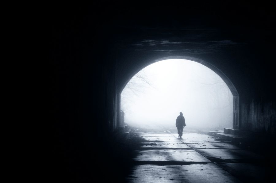 Channel Tunnel Friends and I visited the abandoned Pennsylvania Turnpike tunnels for a second time, this time in winter. The fog made for great photos - and was completely sunny and clear on the other end of the tunnel! tunnel,dark,silhouette