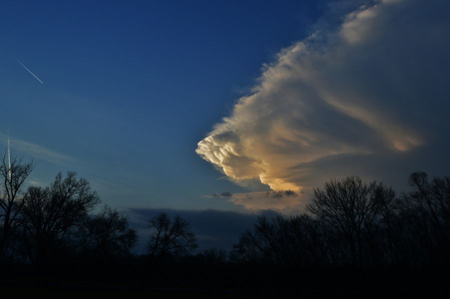 Unstable weather Jets (left) flying around a supercell.  weather,climate,meteorological