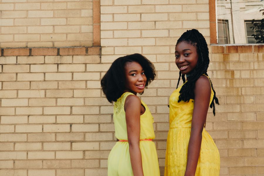 Minors detention Smiling girls in yellow girl,woman,kids fashion