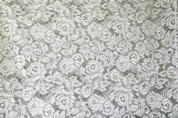 Lace textile White lace like this used to be popular for tablecloths on special occasions.