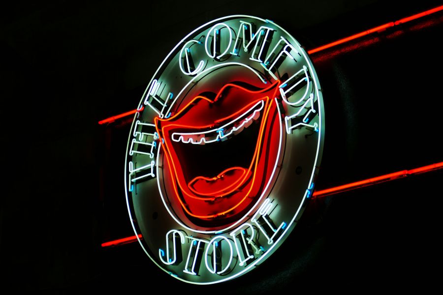 Comedy Comedy Store neon light in Soho, London light,red light,laugh