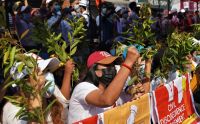 Strike protest People raise their voices to against the military regime 
YGN, Myanmar  strike,myanmar,banner