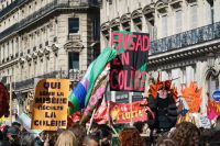 collapsing coalition Protests in Paris against the pension reform April 2023. 