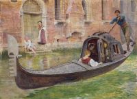 Rowing The Gondola, 1868 by Frederick Walker art,gondola,painting