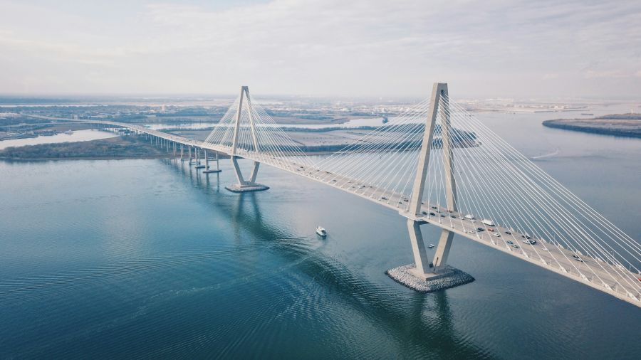 bridge I shot this on a DJI Mavic Pro and edited in VSCO. This is one of my favorite architectural structures in Charleston, SC. This shot gives great perspective for how large the bridge actually is. I shot this at approximately 4:00p and the weather was overcast. 