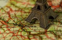 Politics Paris Eiffel Tower on map of Paris 