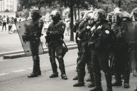 Yellow vests High police presence in Lyon, France, during the 25th weekend of the yellow vests movement.

Police violence is at its highest since the 1950s. As of now, 23 protestors and bystanders have lost an eye and 5 persons their hand (source: mediapart.fr, http://tiny.cc/6hd85y)
Recently an independant journalist, got arrested (https://twitter.com/GaspardGlanz).
Violence continues, even though Amnesty International and the UN condemn the use of excessive force against protesters (source: amnesty.org 