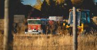 fire agriculture Fire truck in field 
