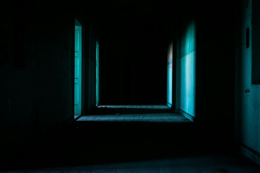 Mystery  corridor,doors,blue