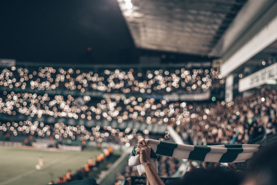 Soccer fans  crowd,grey,stadium