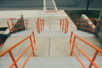 University sexual Street Stairway With Orange Handrails syracuse,university,usa