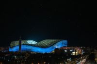 Marseille Football Olympique de Marseille stadium, called Orange Velodrome, seen from my window.  marseille,france,night city