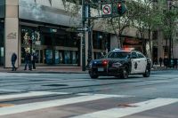 police chase Police car with lights in San Francisco 
