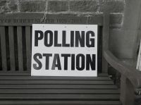 elections protest Polling Station sign in the UK 