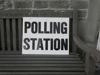 elections protest Polling Station sign in the UK