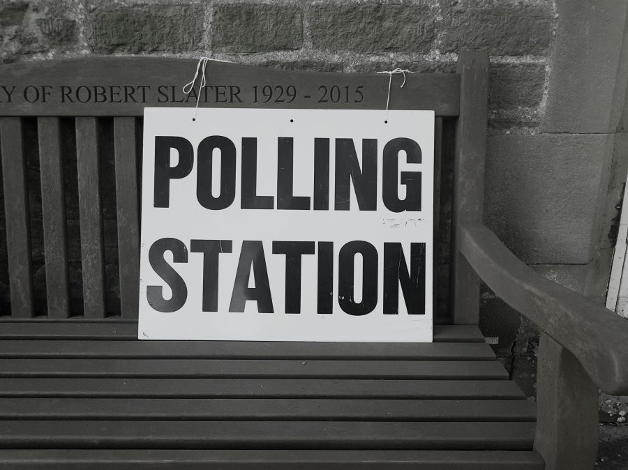 elections protest Polling Station sign in the UK 