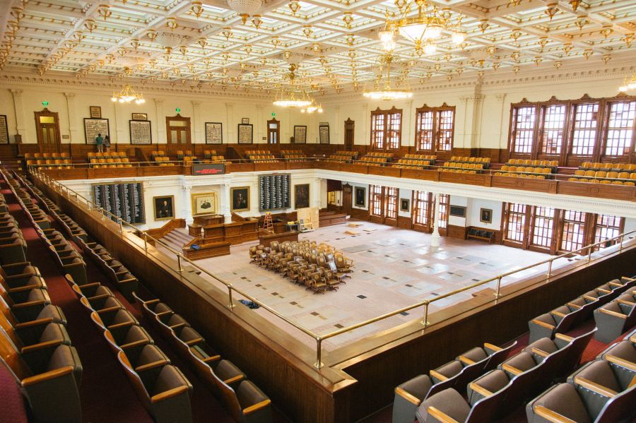 Senator Ravier My brother and I were poking around the Texas State Capitol while the legislature was out of session. This picture captures the feeling of helplessness in our current political situation. architecture,building,hall