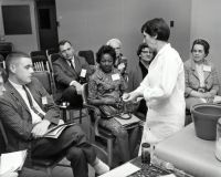 illegal room 3rd Meeting of the Science Demonstration Conference. Image of Hilda Wexler, Surgery Branch, National Cancer Institute, giving a presentation. 1962 doctor,practitioner,drugs