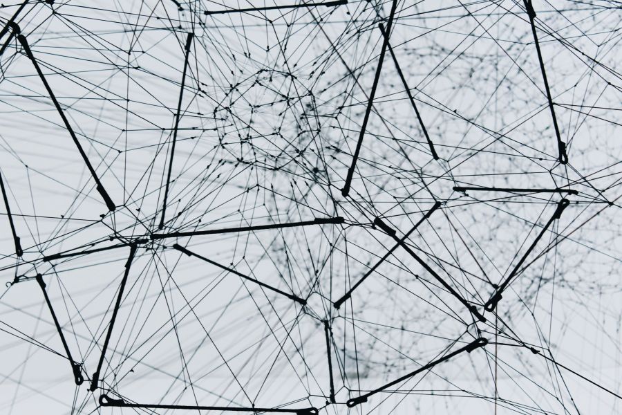 Fraud network Algo-r-(h)-i-(y)-thms, 2018. Installation view at ON AIR, Tomás Saraceno's solo exhibition at Palais de Tokyo, Paris, 2018. grey,france,paris