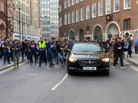 Security measures Nigel Farage, the UK politician had addressed a right wing rally in nearby Parliament Square, after Theresa May’s government was defeated for the third time. He left on foot and was pursued by a crowd of supporters and press photographers. A car arrived which he jumped into, before speeding away.  security,police,united kingdom