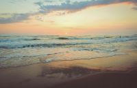 Beach regulation San Lorenzo sunset reflected in the sea beach,sunset,water