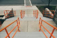 University bomb Street Stairway With Orange Handrails syracuse,university,usa