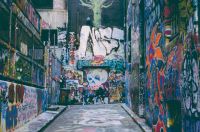 Antisemitic graffiti Graffiti everywhere in alley australia,hosier lane,colour