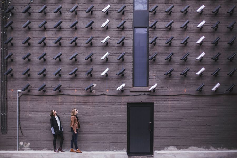 Security Safety Women look at security cameras machine learning,city,girls