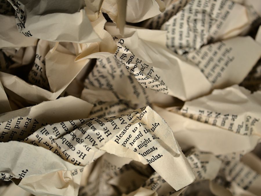 Cancelled Crumpled Pages from a Book tyler,tx,lazy creek studios