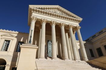 Courtroom Justice Low-angle side view of the Montpellier courthouse, Montpellier (2k23)