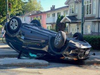 accident justice Car crash rollover accident in Vancouver Canada 