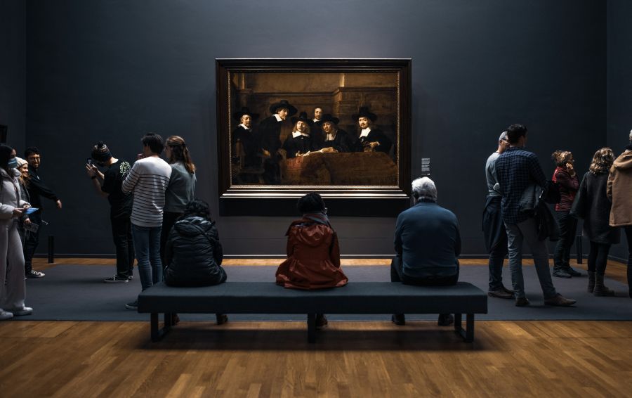Museum Art Tourists in Rijksmuseum, Amsterdam 
