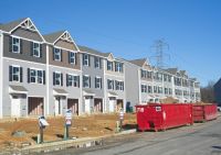 Housing development Row of townhouses under construction 
