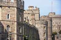 Historical celebration Crowds converging on Windsor to celebrate the Royal Wedding of Prince Harry and Meghan Markle. windsor,united kingdom,architecture