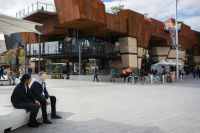Square Friends sitting together in the heart of Perth at Yagan Square.  