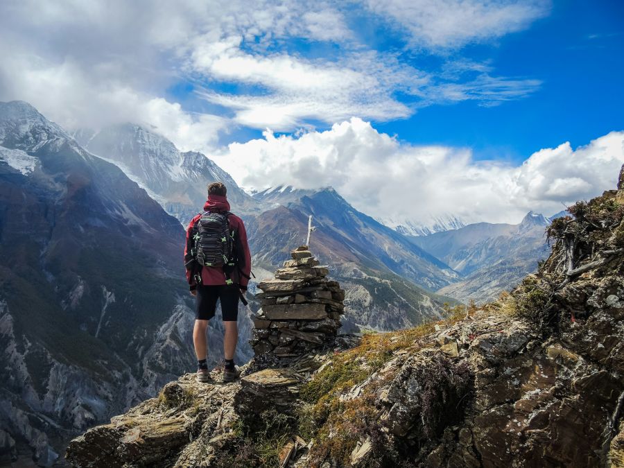 Trek A day hike above Manang Valley in Nepal used to acclimatise to the altitude before embarking on a few further daysof the hike. nepal,ice lake,mountain