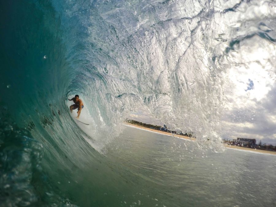 electric surfing Surfer under a wave surf,surfing,water