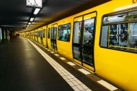 Subway train metro, berlin, germany, yellow, black, light germany,berlin,transportation