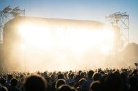 Summer festival Lights on stage during a festival saint-denis-de-gastines,france,crowd