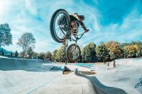 BMX BMX rider in concrete skatepark in Trutnov czech republic,trutnov,junkyard trutnov