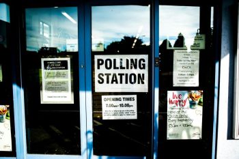 Election Politics Polling station sign door