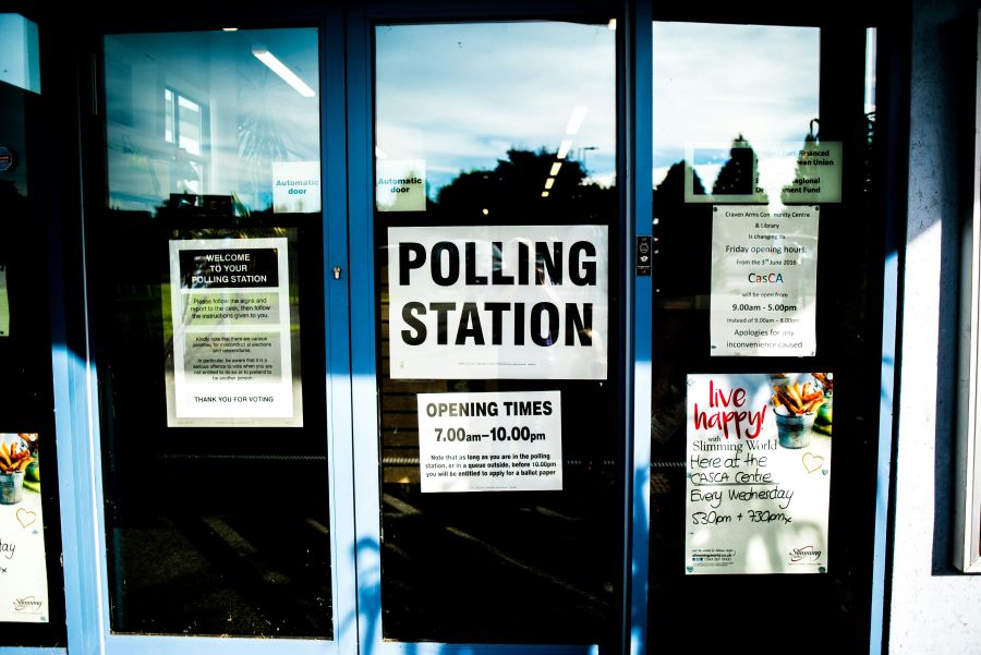 Election Politics Polling station sign door 