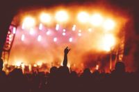 Events Crowds Enjoy the Headline Act at a Music Festival crowd,concert,music