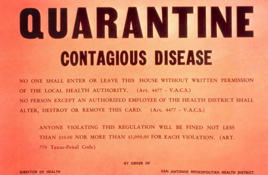 Vine crisis This historic image depicts a quarantine card, which would be used to notify people not to enter or leave a house that had been quarantined due to the presence of a contagious disease. This warning was under the auspices of the Director of Health, of the San Antonio Metropolitan Health District. coronavirus,omicron,covid19