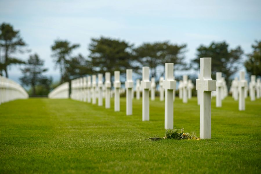 tribute American cemetery visit in Normandy, France. A tribute to american soldiers fallen during WW2.