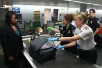 search This 2017 photograph depicted a Centers for Disease Control and Prevention (CDC) Quarantine Station, Public Health Officer, as she was conducting inspections of CDC-regulated items. This type of activity takes place at 18-United States international airports, and land ports of entry, where most international travelers arrive. In this image, captured at Chicago’s O’Hare International Airport, Enya, a Customs and Border Protection (CBP) dog, had sniffed out a possible banned item in baggage claim. 