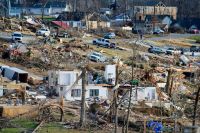 Storm debris Homes leveled in the aftermath of the December 2022 tornado.  usa,ky,current events