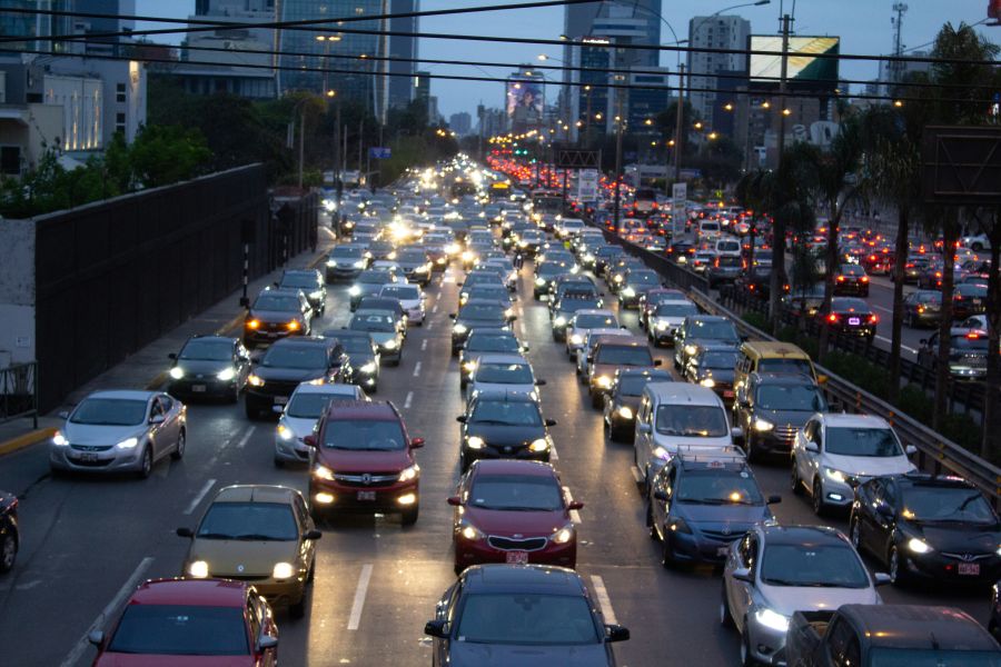 Traffic congestion Collective bus stuck in Lima's traffic congestion 