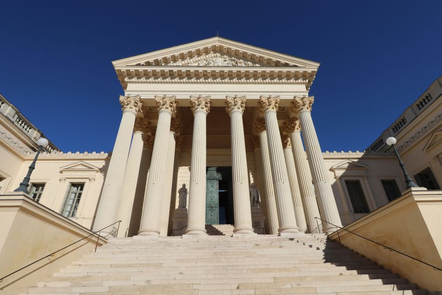 Courtroom Trial Low-angle view of the Montpellier courthouse, Montpellier (2k23) 
