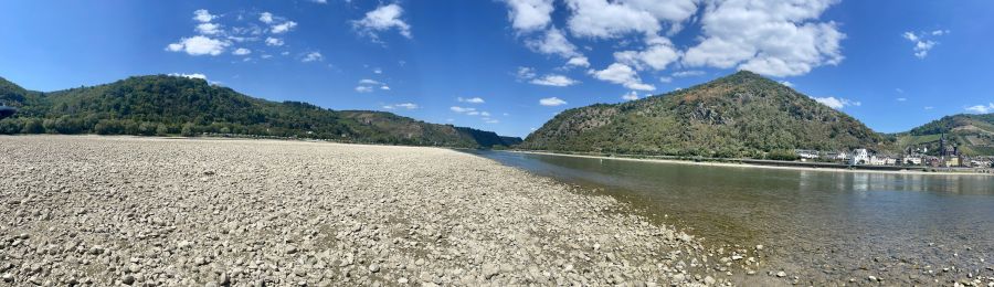 River drought Low waters of the Rhine river in summer 2022 